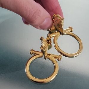 Paolo Gucci Vintage Golden Clip On Horsebit Gucci Earrings Horse Head Gucci